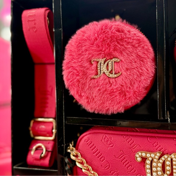 Juicy Couture 4-Piece Crossbody Set – Hot Pink Chic Gold Link Chain Gift Box - Picture 3 of 6